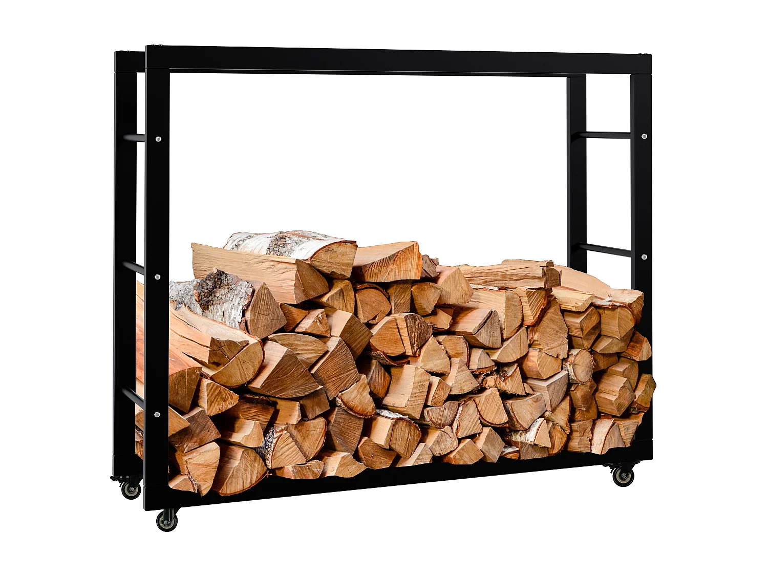 Etagère bois de cheminée - Métal - 25x100x80 cm - Noir - Keri