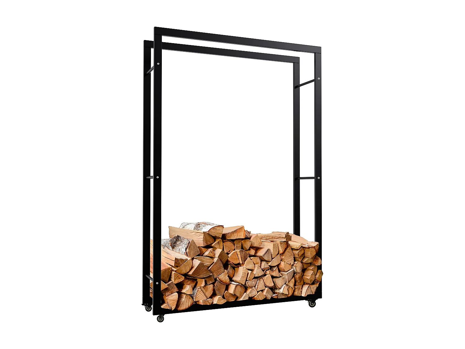 Etagère bois de cheminée - Métal - 25x100x150 cm - Noir - Keri