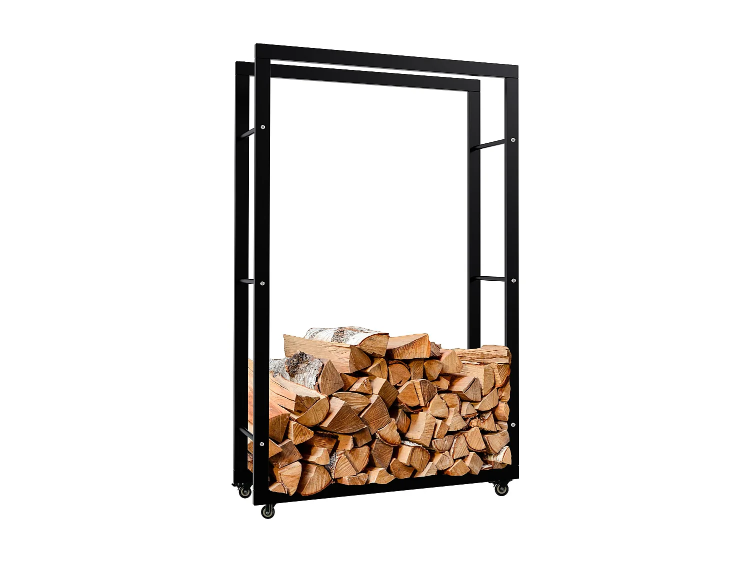 Etagère bois de cheminée - Métal - 25x80x125 cm - Noir - Keri