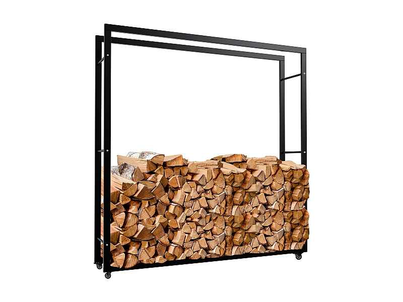 Etagère bois de cheminée - Métal - 25x150x150 cm - Noir - Keri