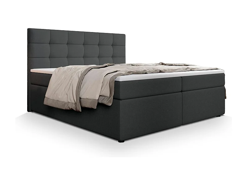 Boxspringbed PALMA 180x200 cm Set met hoofdbord, bedbodem en matras, Grijs