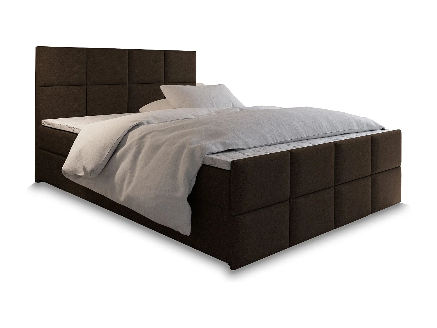 Boxspringbed ARIEL 180x200 cm Set met hoofdbord, bedbodem en matras, Bruin