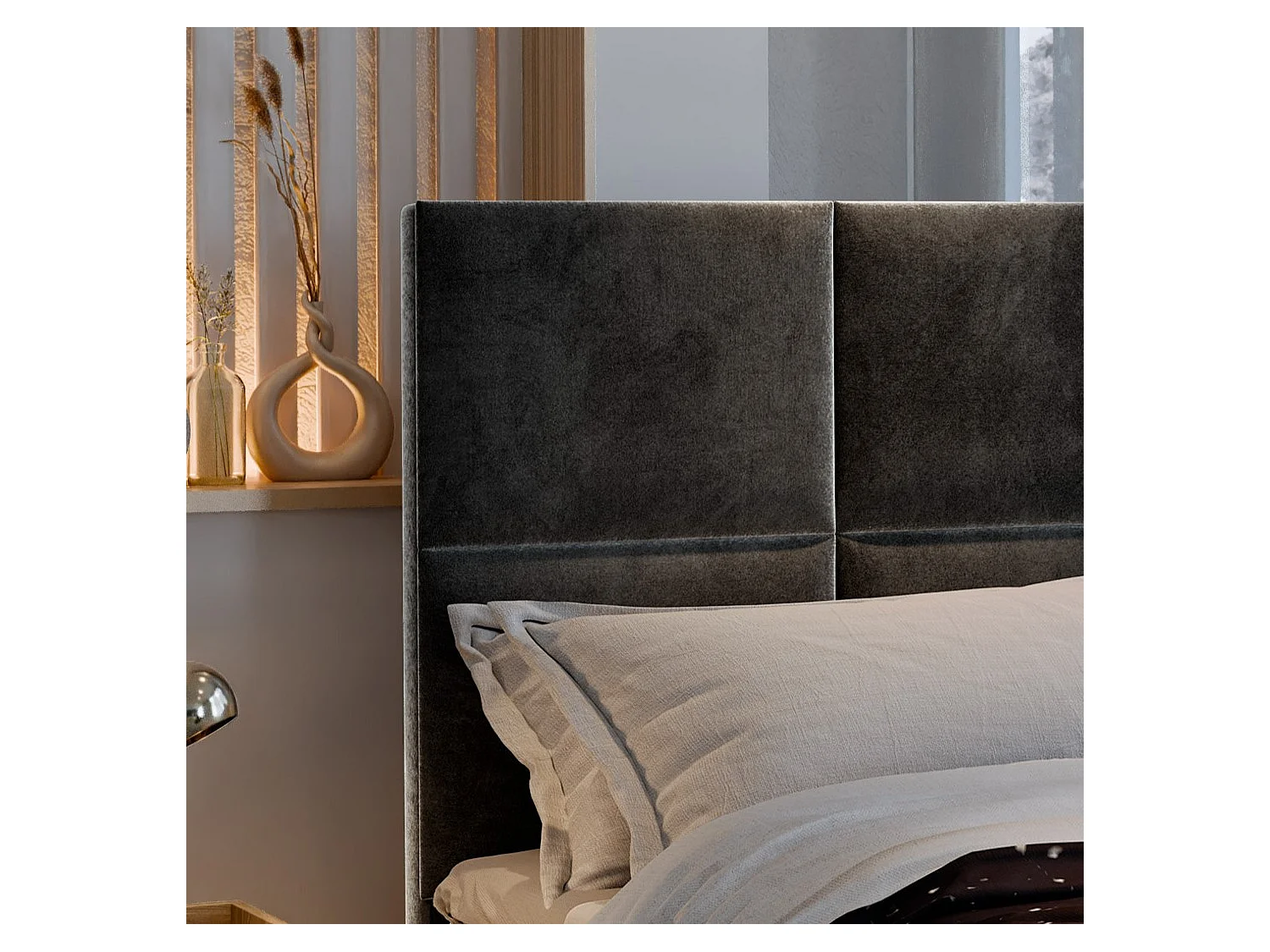 Boxspringbed ARIEL 100x200 cm Set met hoofdbord, bedbodem en matras, Groenblauw