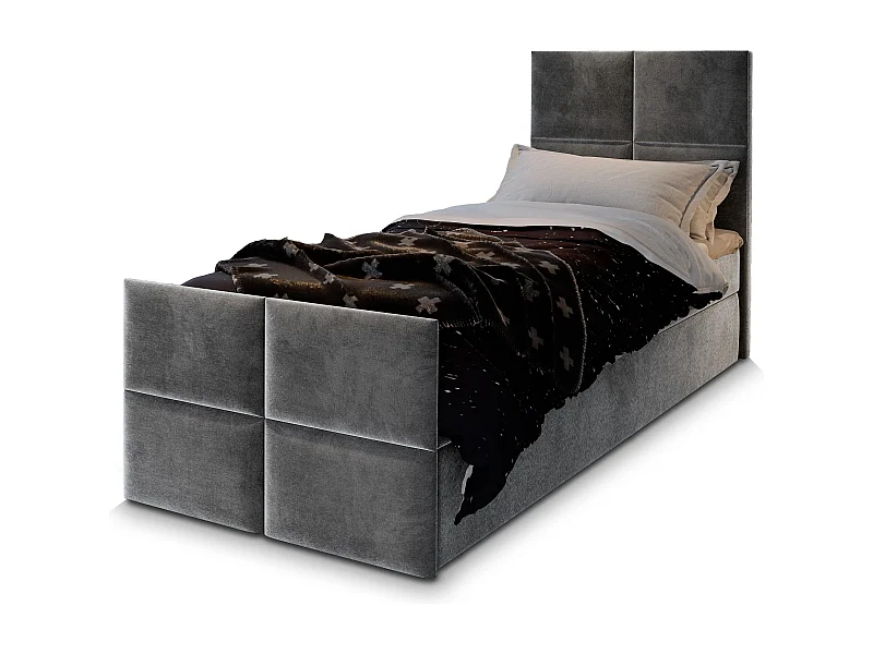 Boxspringbed ARIEL 80x200 cm Set met hoofdbord, bedbodem en matras, Grijs