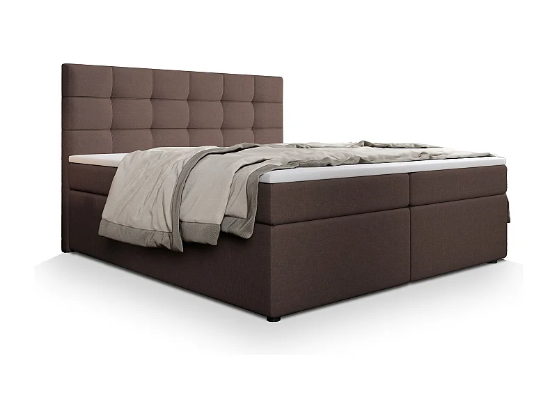 Boxspringbed PALMA 160x200 cm Set met hoofdbord, bedbodem en matras, Bruin