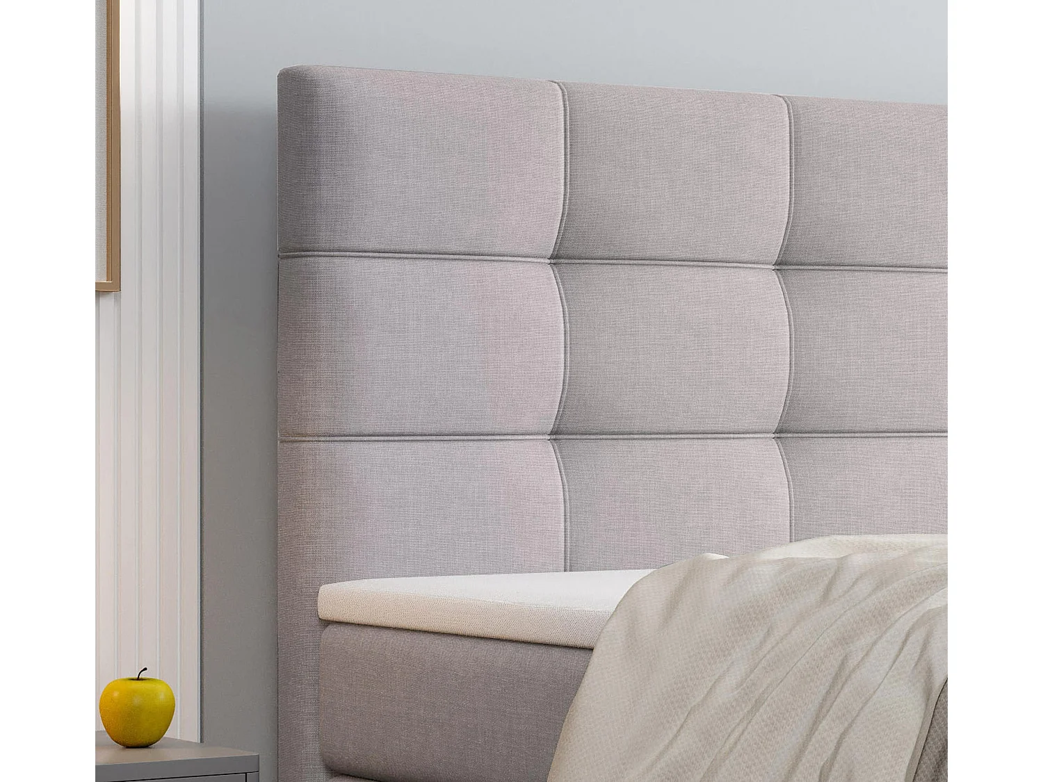 Boxspringbed PALMA 180x200 cm Set met hoofdbord, bedbodem en matras, Lichtgrijs