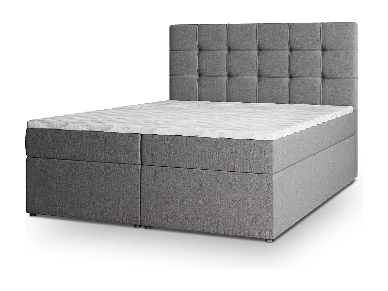 Boxspringbed PALMA 180x200 cm Set met hoofdbord, bedbodem en matras, Lichtgrijs