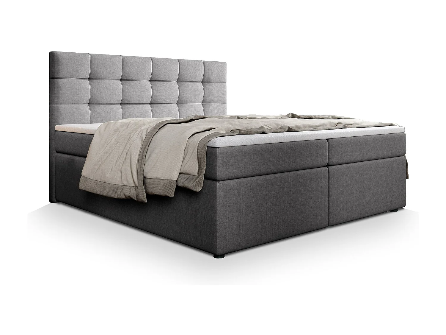 Boxspringbed PALMA 160x200 cm Set met hoofdbord, bedbodem en matras, Lichtgrijs