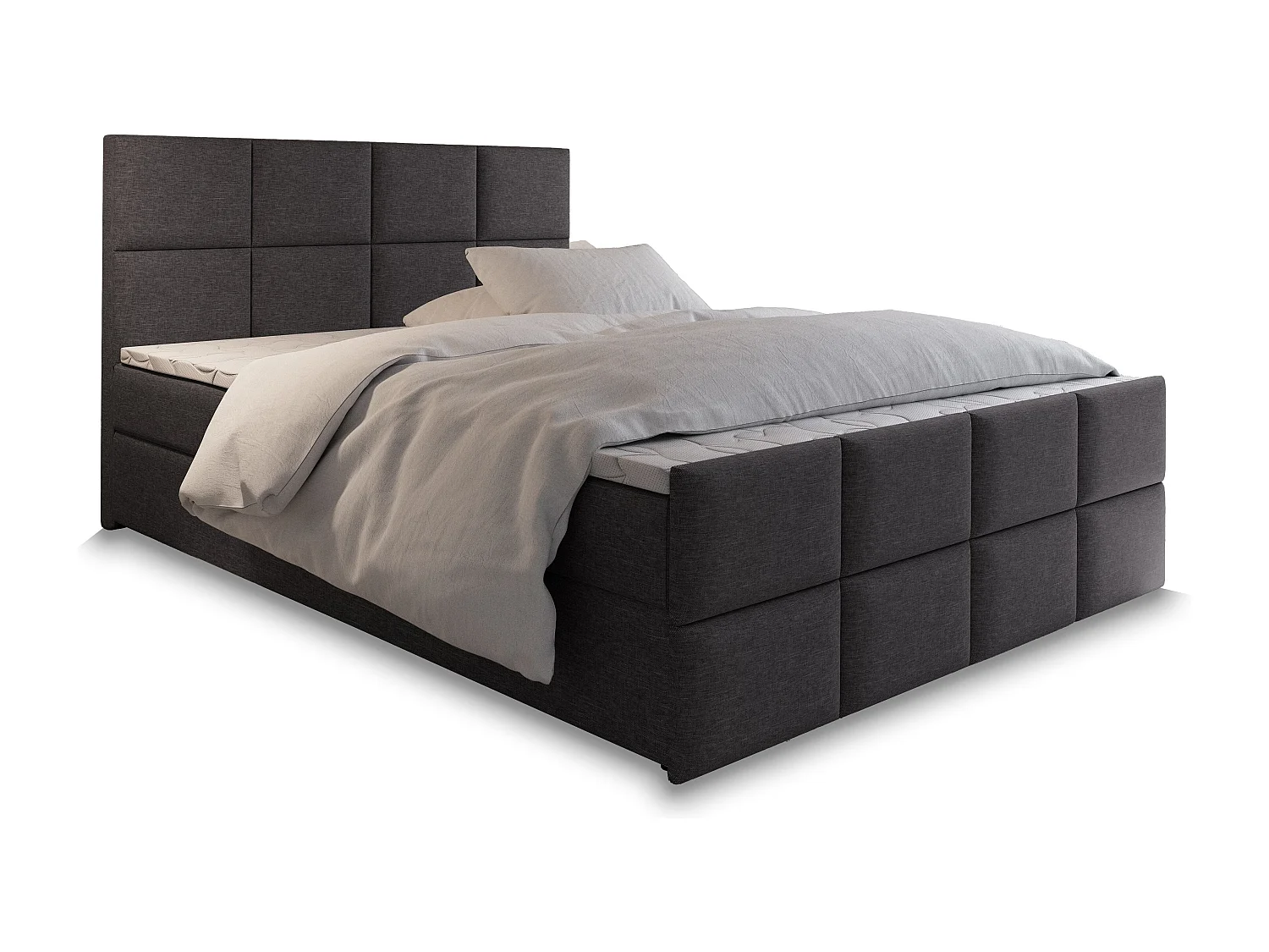 Boxspringbed ARIEL 180x200 cm Set met hoofdbord, bedbodem en matras, Grijs
