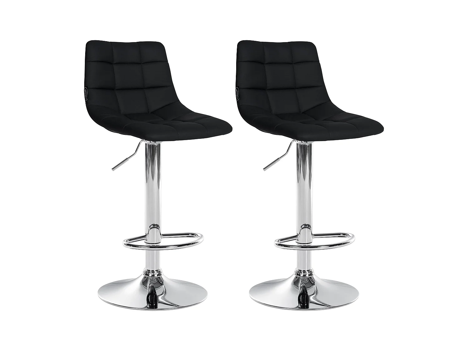 Lot de 2  Tabouret de bar - Similicuir & Métal - Noir - Jerry