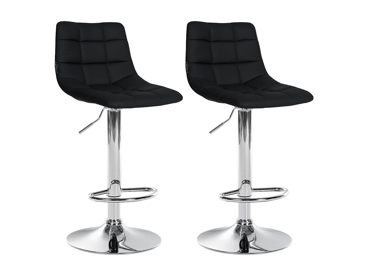 Lot de 2  Tabouret de bar - Similicuir & Métal - Noir - Jerry