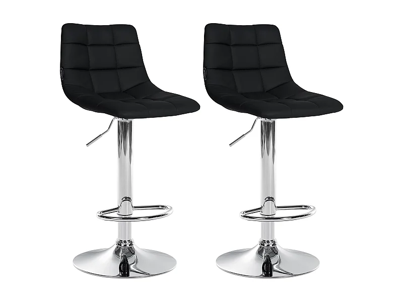 Lot de 2  Tabouret de bar - Similicuir & Métal - Noir - Jerry