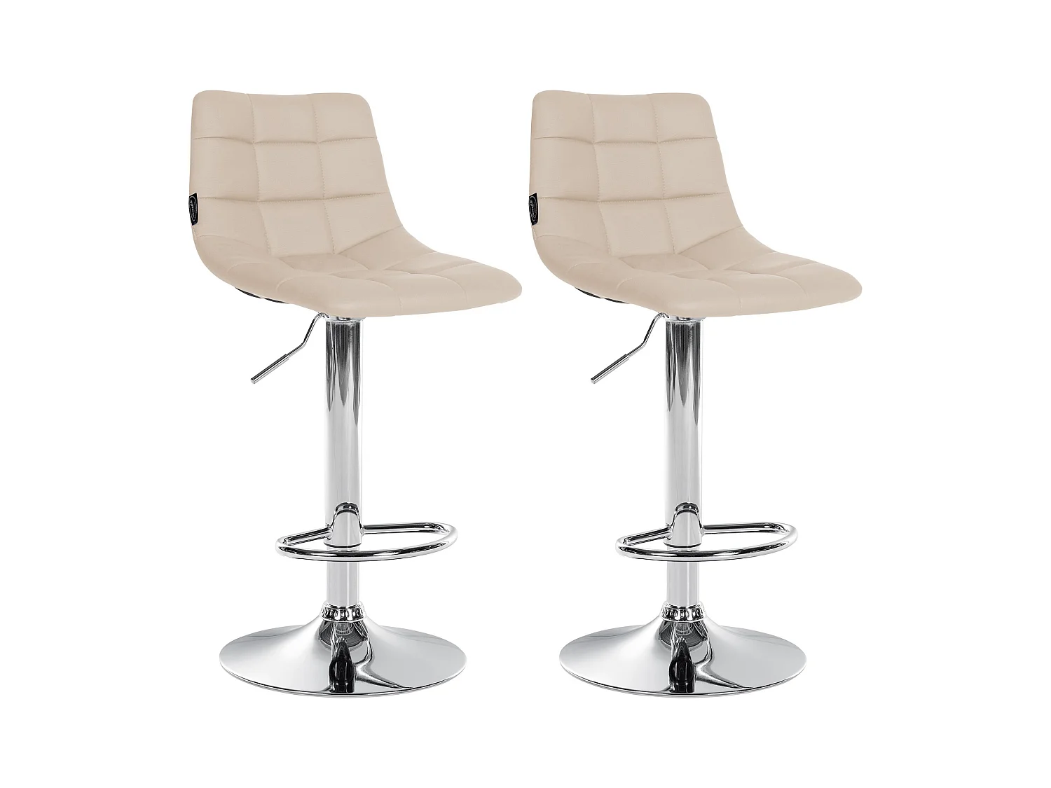 Lot de 2  Tabouret de bar - Similicuir & Métal - Crème - Jerry