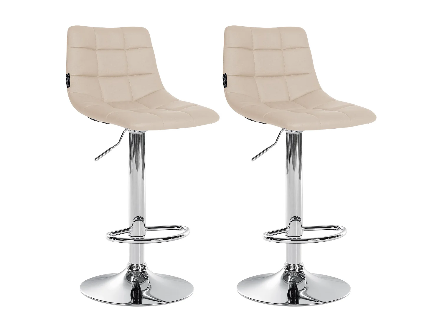 Lot de 2  Tabouret de bar - Similicuir & Métal - Crème - Jerry