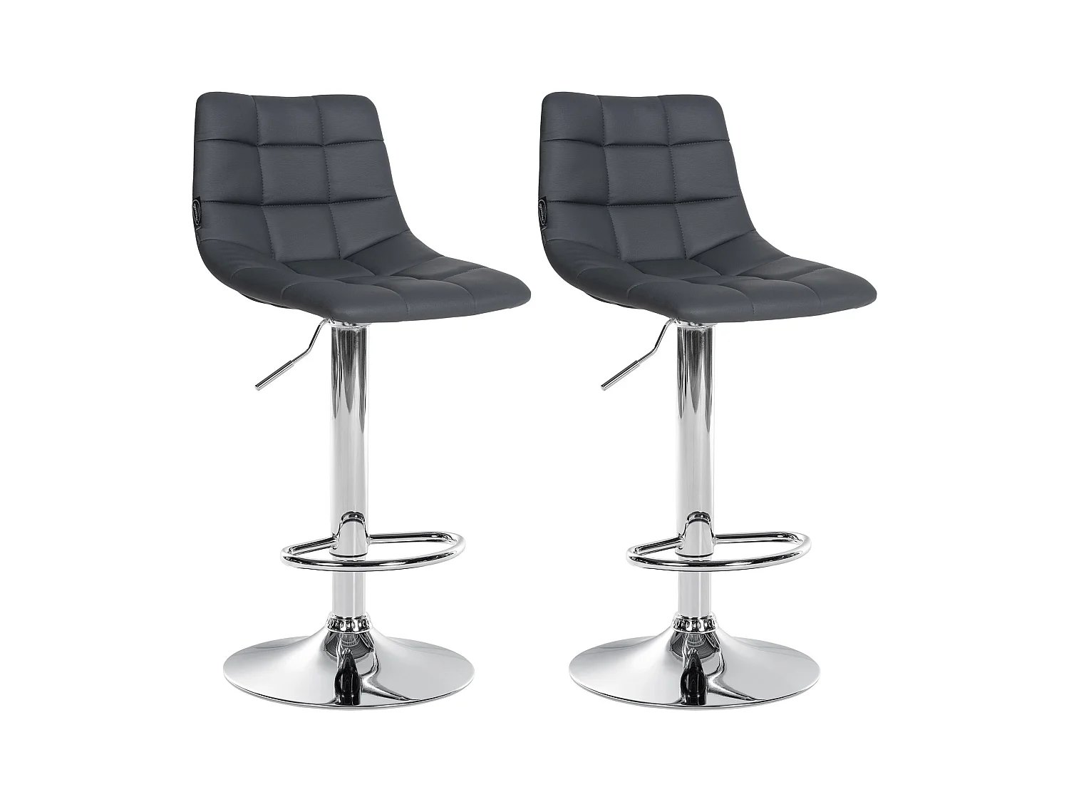 Lot de 2  Tabouret de bar - Similicuir & Métal - Gris - Jerry