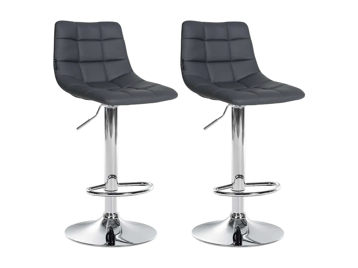 Lot de 2  Tabouret de bar - Similicuir & Métal - Gris - Jerry
