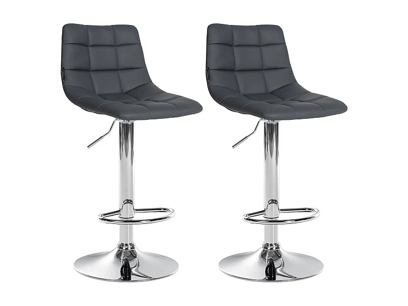 Lot de 2  Tabouret de bar - Similicuir & Métal - Gris - Jerry