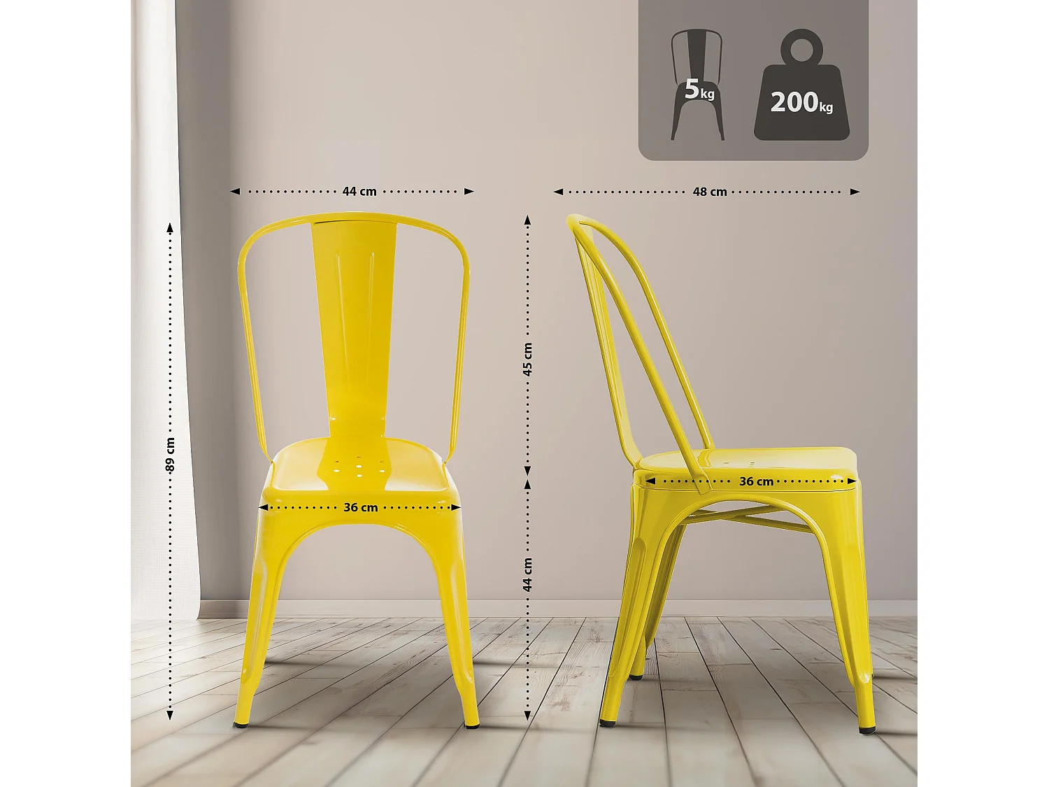Chaise de bistrot - Métal - Jaune - Benedikt