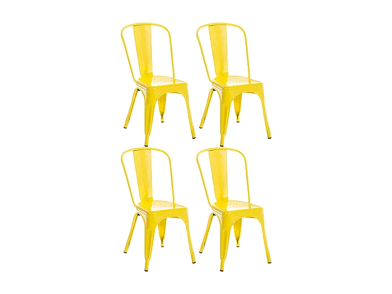Lot de 4  Chaise de bistrot - Métal & Nature - Jaune - Benedikt