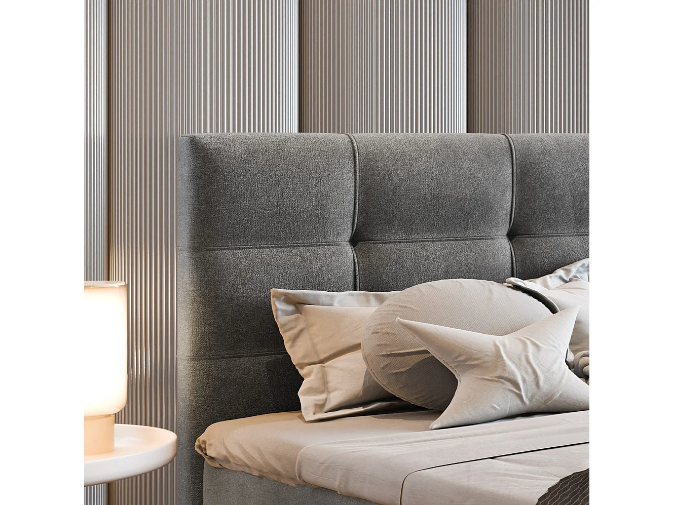 Boxspringbed AMON 80x200 cm Set met hoofdbord, bedbodem en matras, Zwart