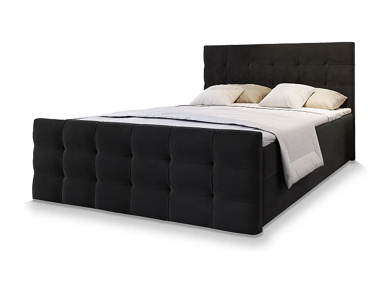 Boxspringbed AMON 180x200 cm Set met hoofdbord, bedbodem en matras, Zwart