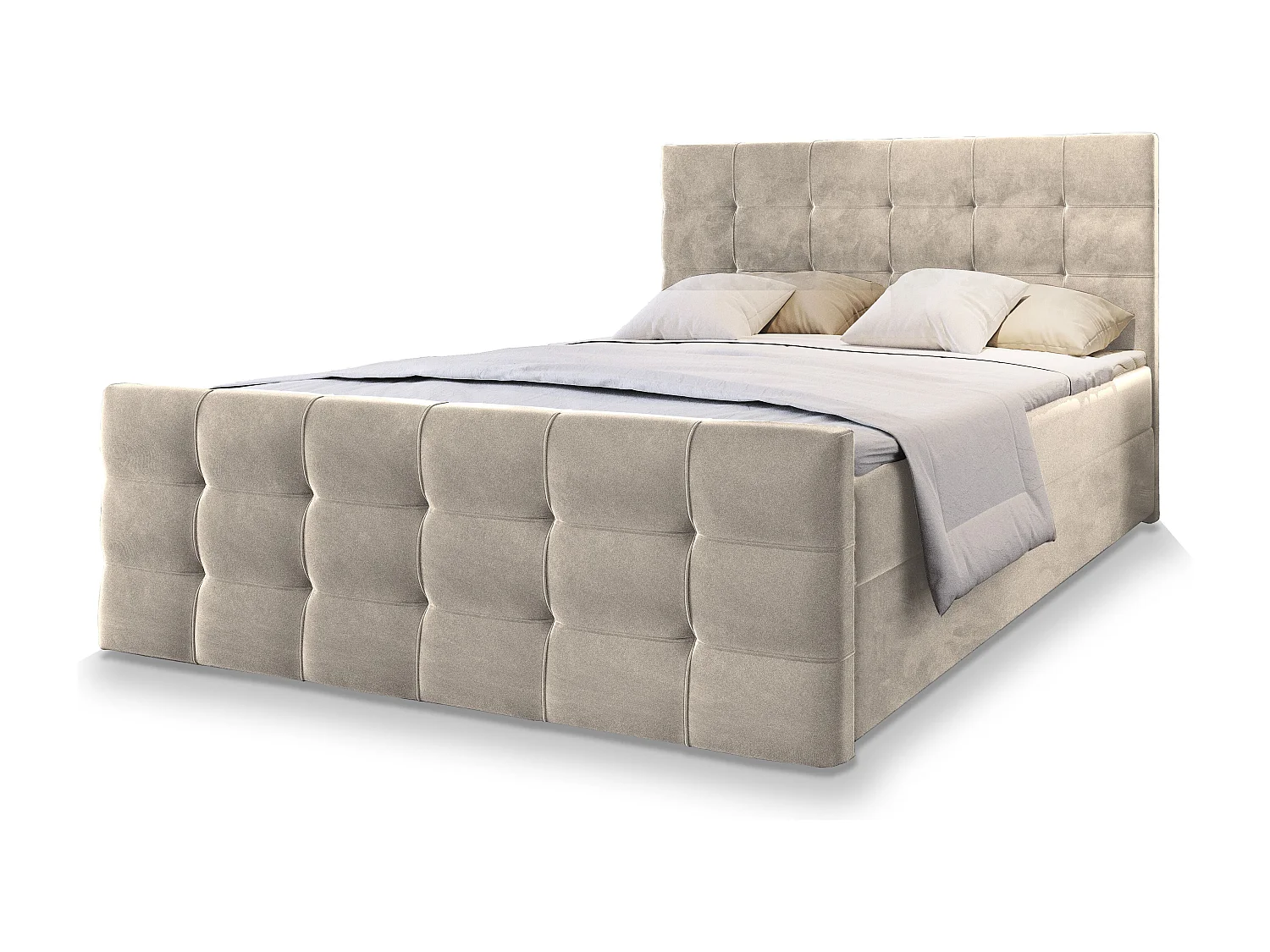 Boxspringbed AMON 140x200 cm Set met hoofdbord, bedbodem en matras, Beige