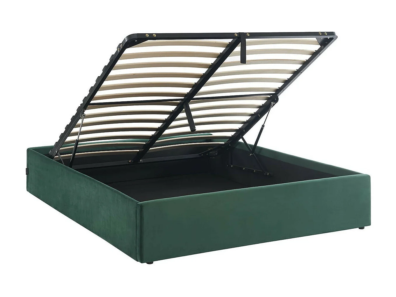 Ensemble lit coffre 140x190 en velours vert Handy + Matelas Hybride à ressorts ensachés et mémoire de forme - Spring Elite