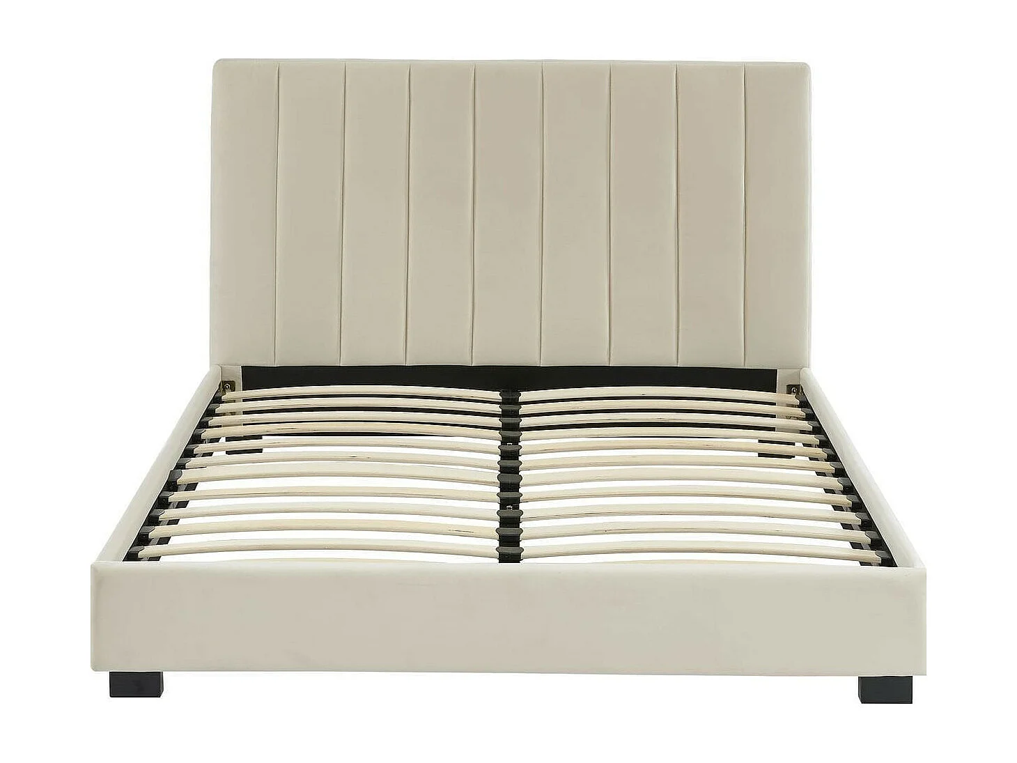 Ensemble lit 140x190 en velours beige William + Matelas mousse gel à mémoire de forme, double confort - Dual Confort