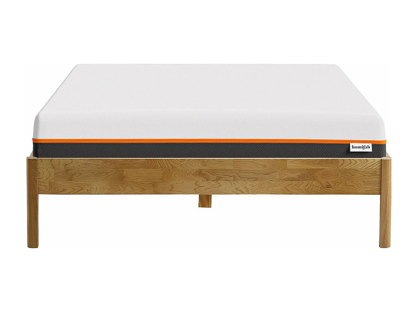 Ensemble lit 140x190 en chêne massif Aina + Matelas mousse gel à mémoire de forme, double confort - Dual Confort