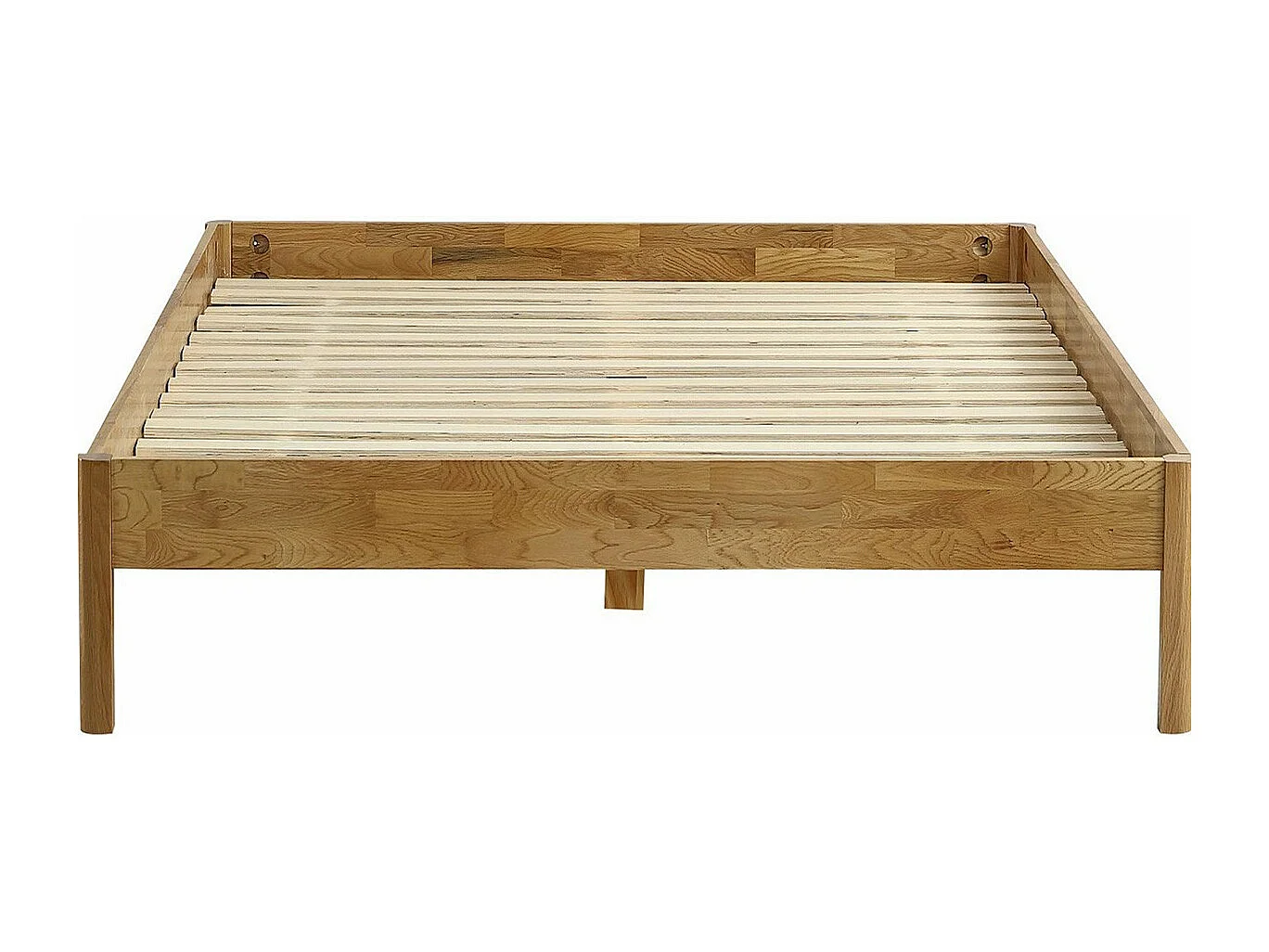 Ensemble lit 140x190 en chêne massif Aina + Matelas mousse gel à mémoire de forme, double confort - Dual Confort