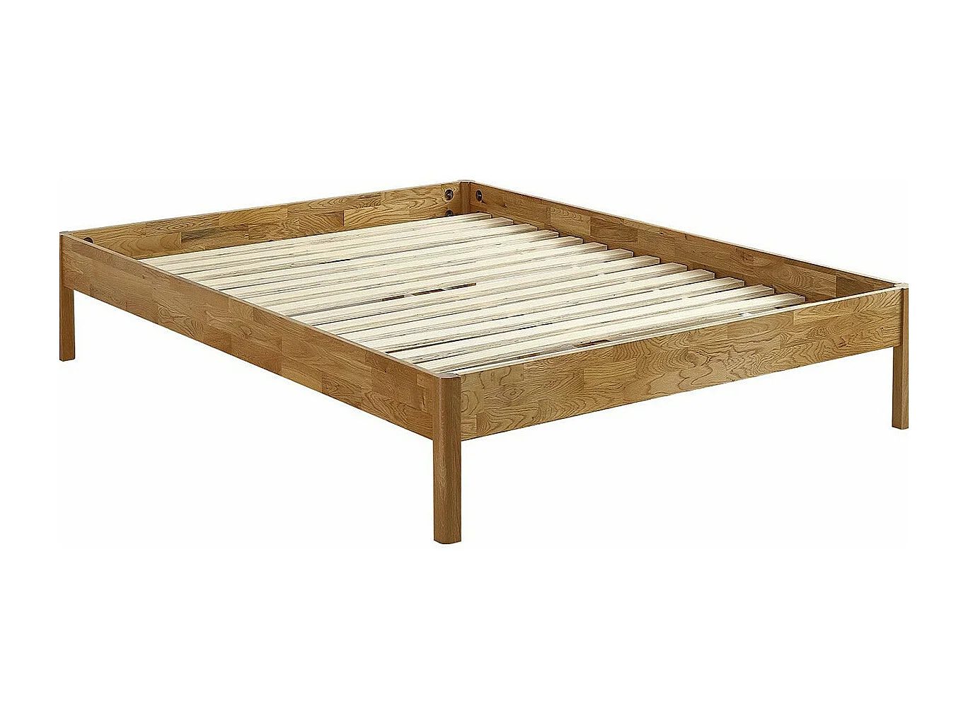 Ensemble lit 140x190 en chêne massif Aina + Matelas mousse gel à mémoire de forme, double confort - Dual Confort