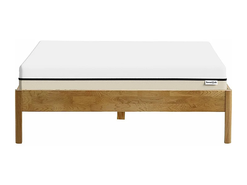 Ensemble lit 140x190 en chêne massif Aina + Matelas Hybride à ressorts ensachés et mémoire de forme - Spring Elite