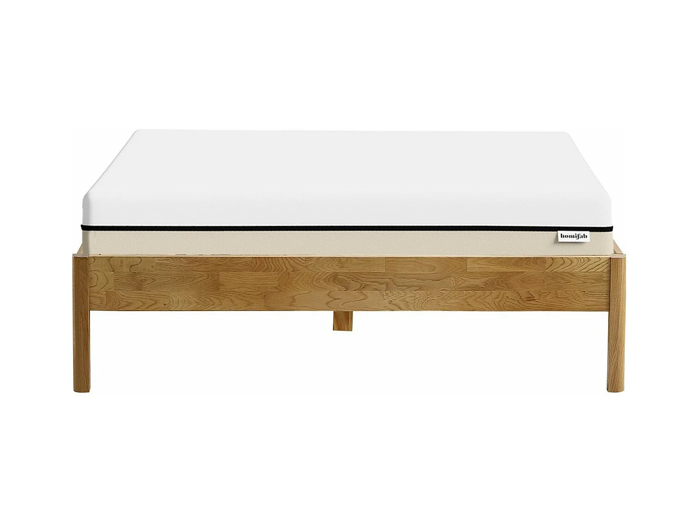 Ensemble lit 140x190 en chêne massif Aina + Matelas Hybride à ressorts ensachés et mémoire de forme - Spring Elite