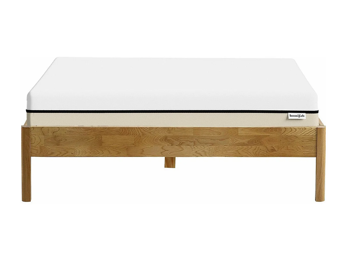 Ensemble lit 140x190 en chêne massif Aina + Matelas Hybride à ressorts ensachés et mémoire de forme - Spring Elite