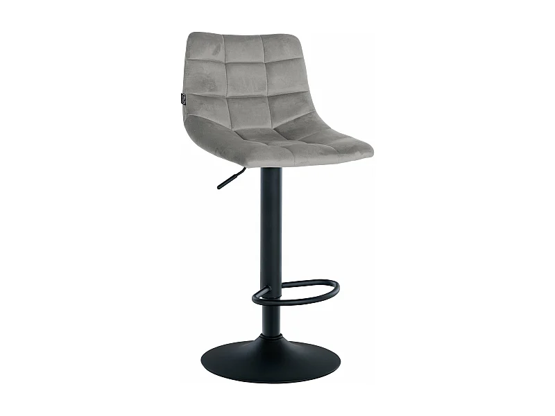 Tabouret de bar - Velours & Métal - Gris - Jerry