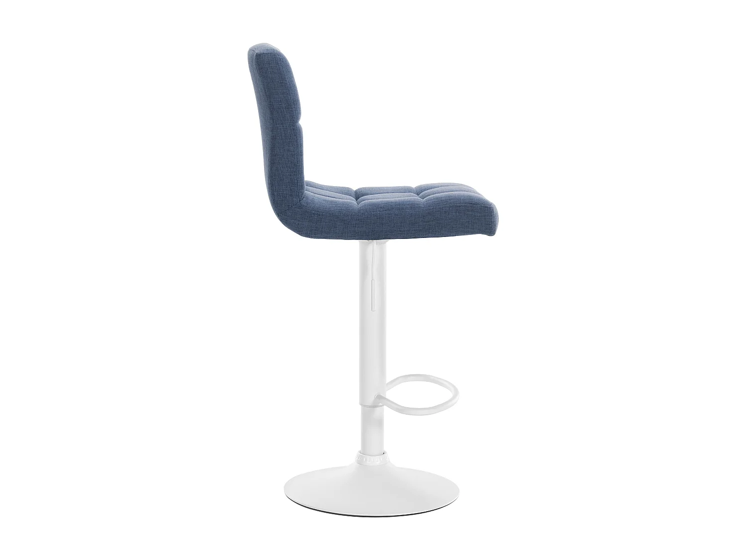 Lot de 2  Tabouret de bar - Tissu & Métal blanc mat - Bleu - Calma