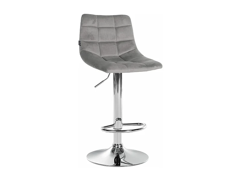 Tabouret de bar - Velours & Métal - Gris - Jerry