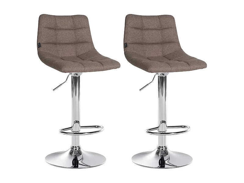 Lot de 2  Tabouret de bar - Tissu & Métal - Taupe - Jerry