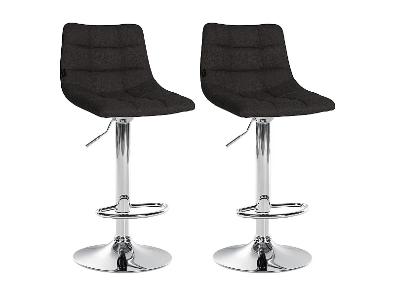 Lot de 2  Tabouret de bar - Tissu & Métal - Noir - Jerry