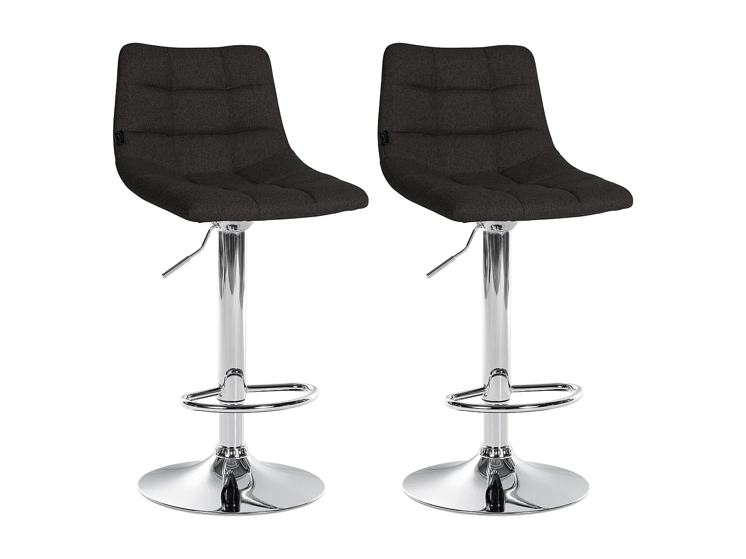 Lot de 2  Tabouret de bar - Tissu & Métal - Noir - Jerry