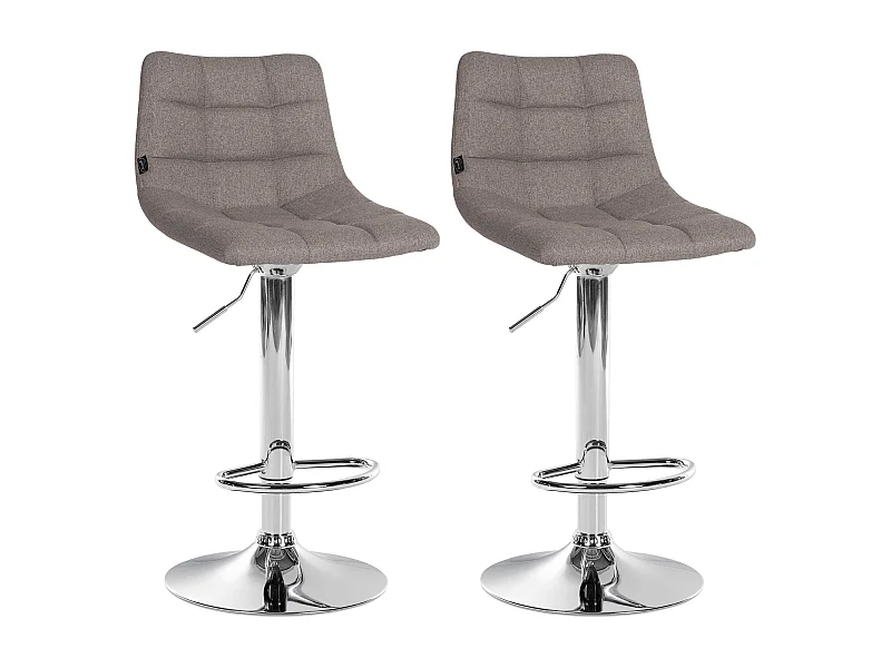Lot de 2  Tabouret de bar - Tissu & Métal - Gris - Jerry