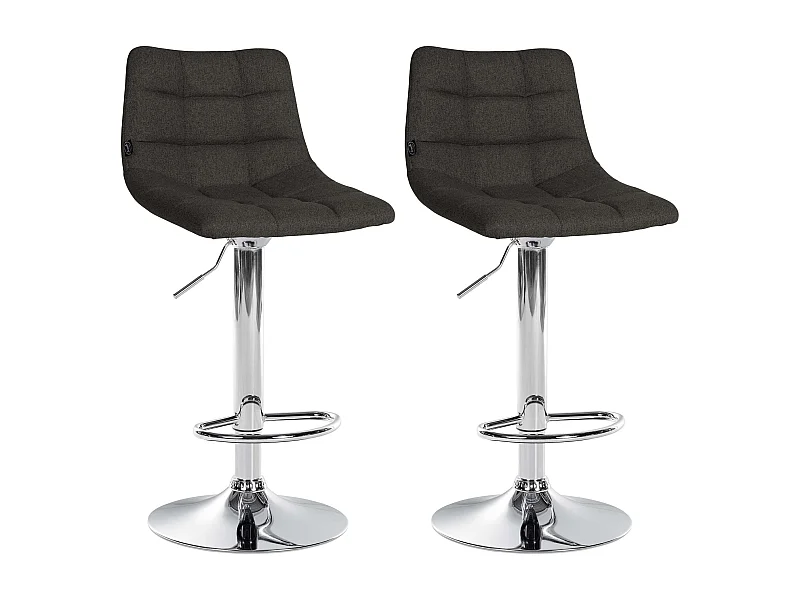Lot de 2  Tabouret de bar - Tissu & Métal - Gris foncé - Jerry