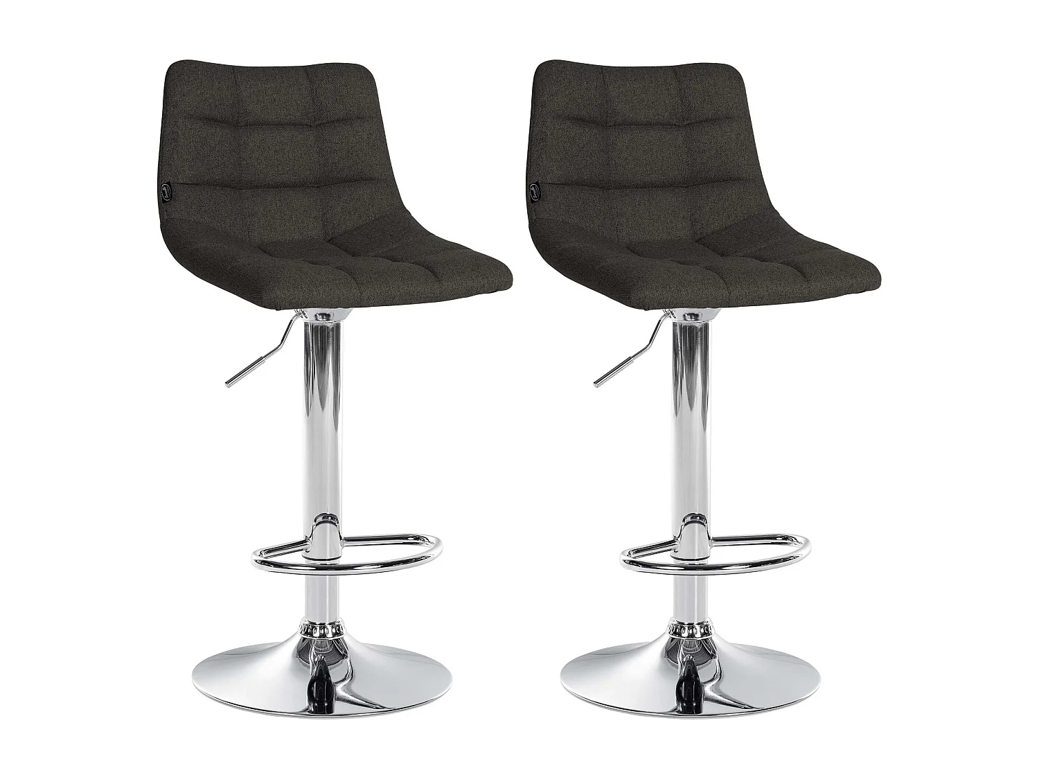 Lot de 2  Tabouret de bar - Tissu & Métal - Gris foncé - Jerry