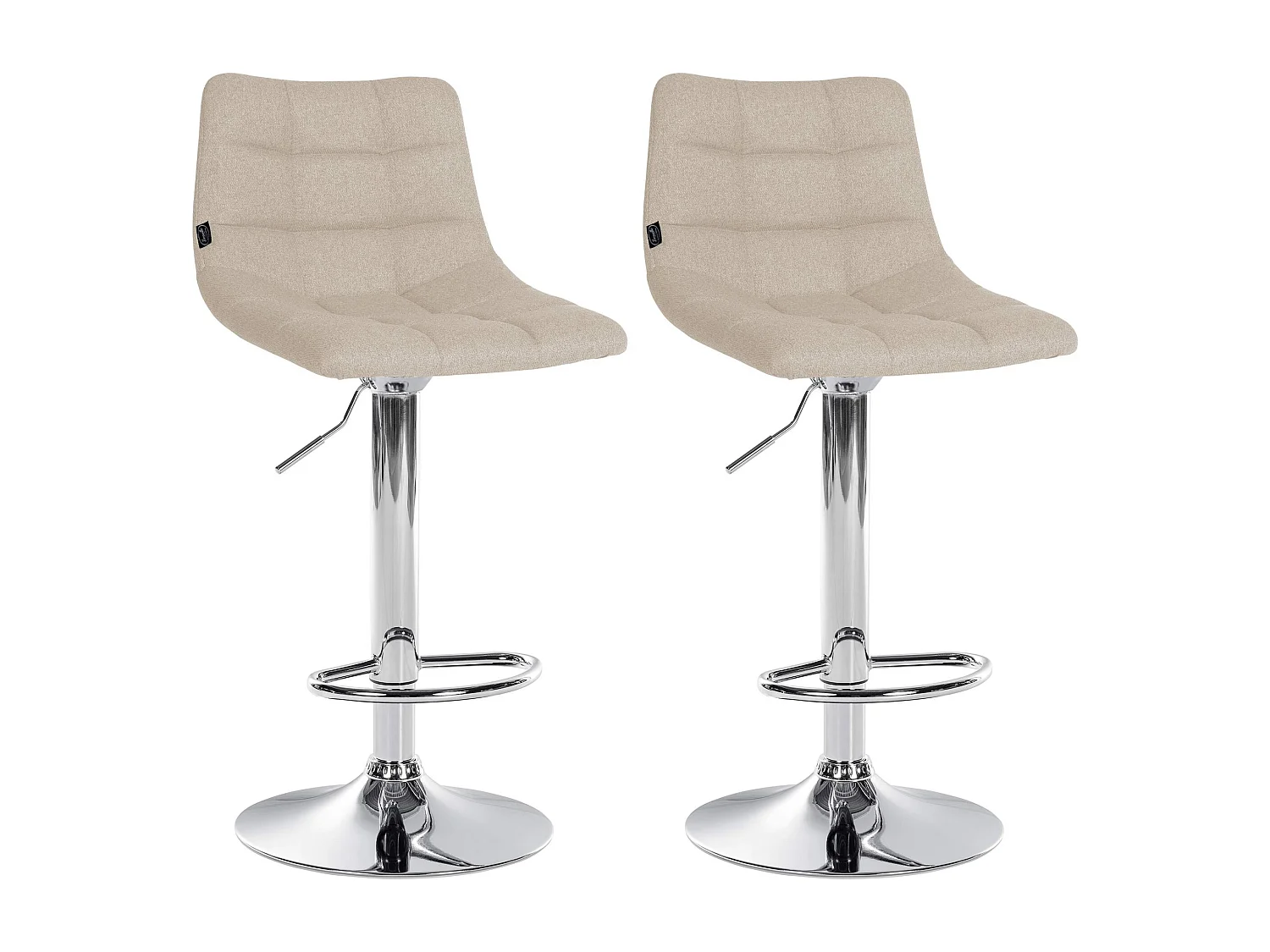 Lot de 2  Tabouret de bar - Tissu & Métal - Crème - Jerry