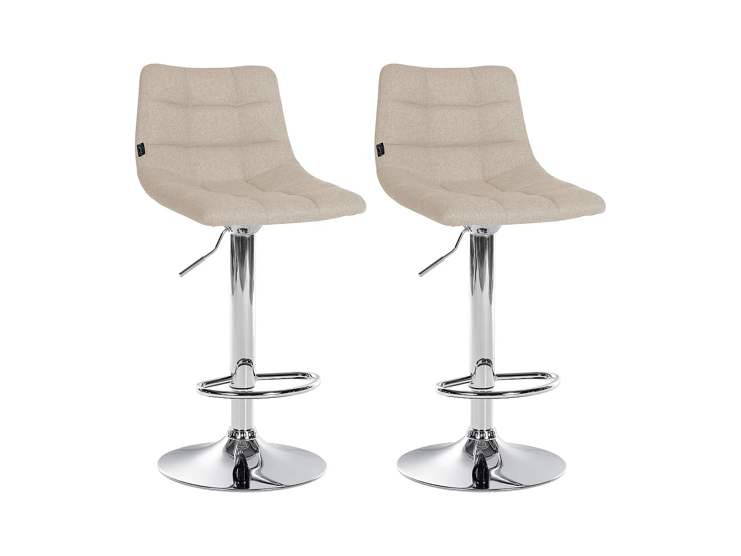 Lot de 2  Tabouret de bar - Tissu & Métal - Crème - Jerry