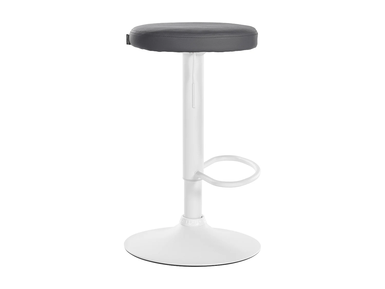 Lot de 2  Tabouret de bar - Similicuir & Métal blanc mat - Gris - Ponte
