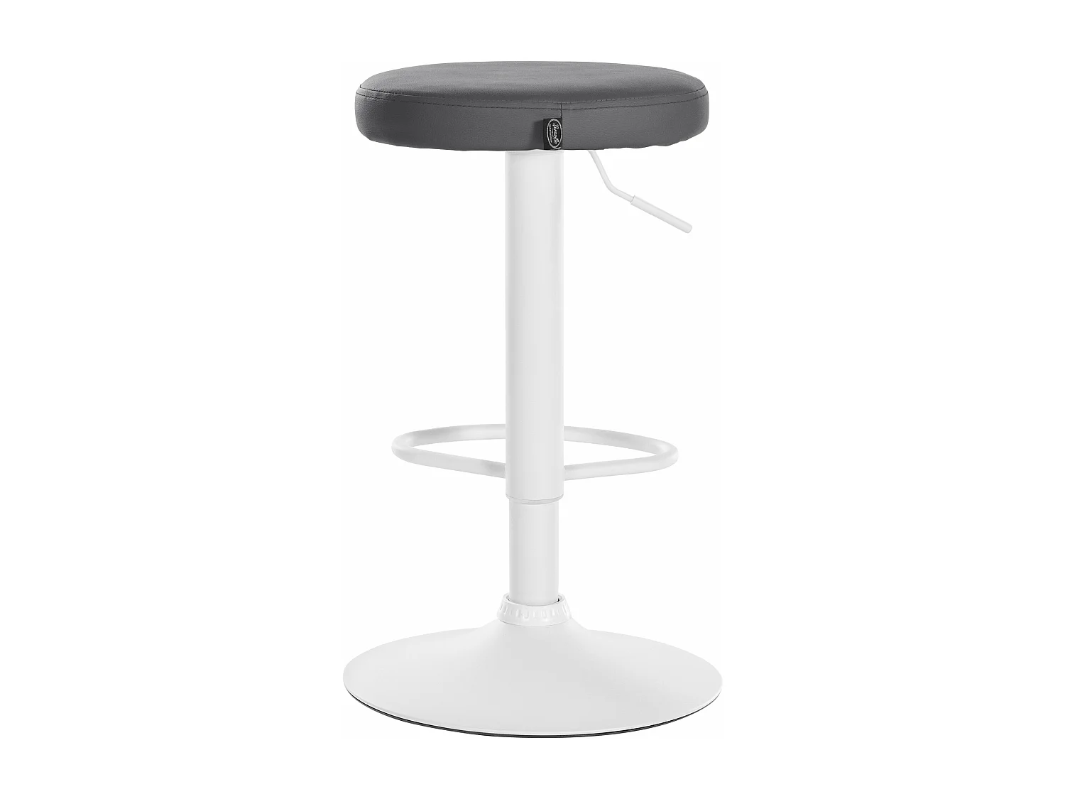 Lot de 2  Tabouret de bar - Similicuir & Métal blanc mat - Gris - Ponte