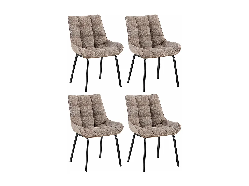 Lot de 4  chaise salle à manger - Tissu & Noir - Marron terre - Saranda