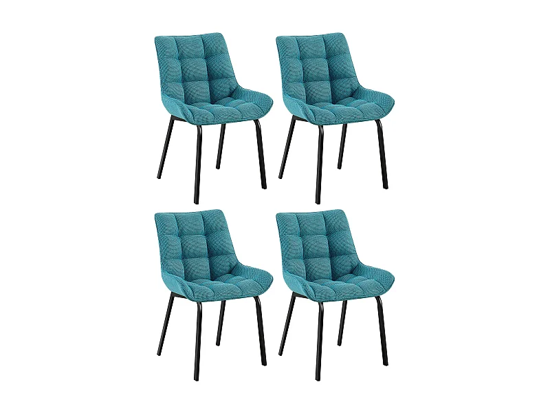 Lot de 4  chaise salle à manger - Tissu & Noir - Turquoise - Saranda