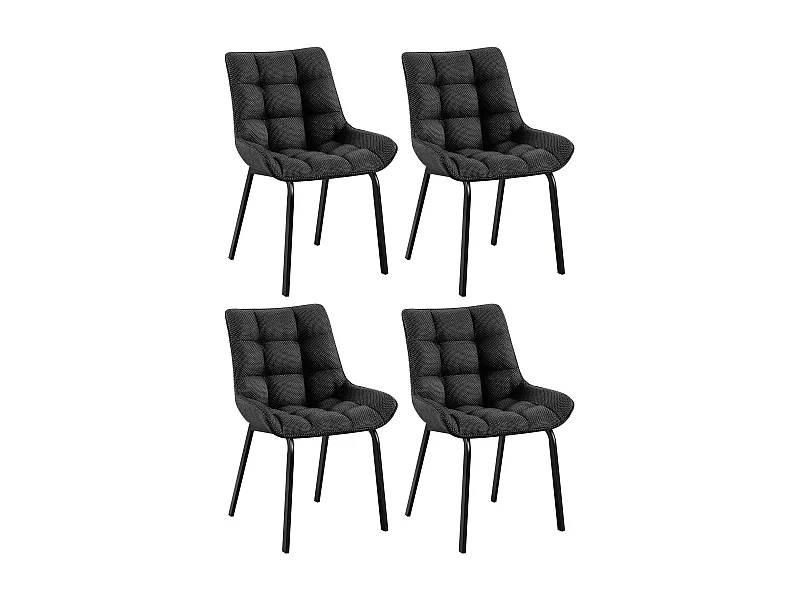 Lot de 4  chaise salle à manger - Tissu & Noir - Gris titane - Saranda